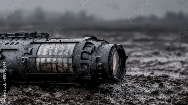 Obraz Thermal imaging sensor deployed on muddy ground