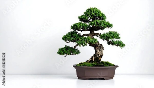 Obraz Bonsai tree in a brown pot.