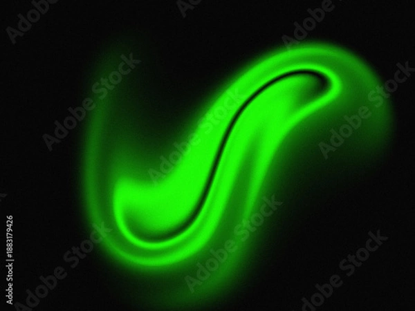 Obraz Abstract green swirl on a black background