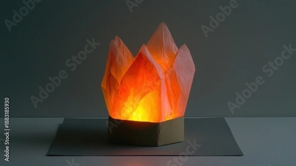 Obraz A paper lantern with orange flames.