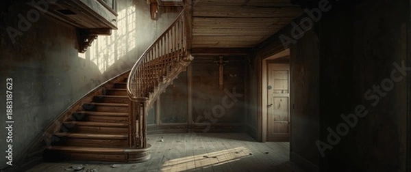 Obraz A solid vintage wood staircase