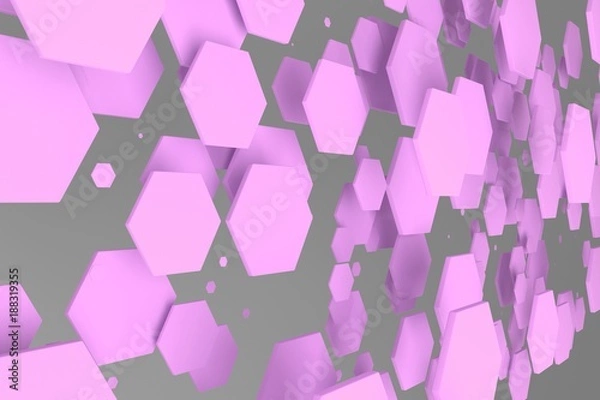 Fototapeta Violet hexagons of random size on white background