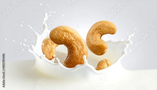 Obraz Cashews Falling into Milk Splash.