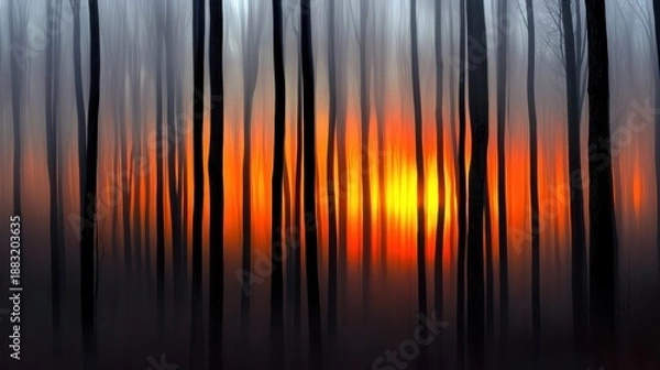 Obraz A forest at sunset