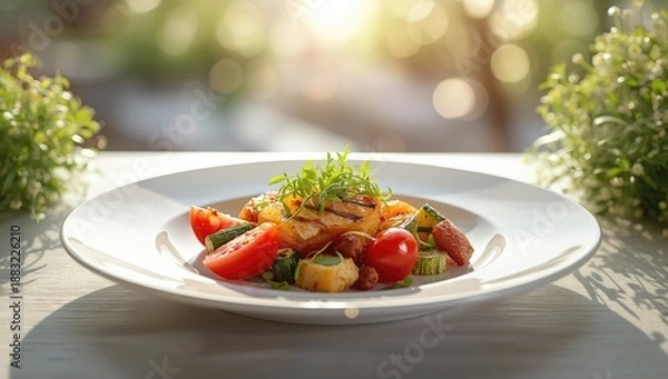 Obraz Assorted grilled vegetables, highlighting nutrient preservation, World Vegetable Day