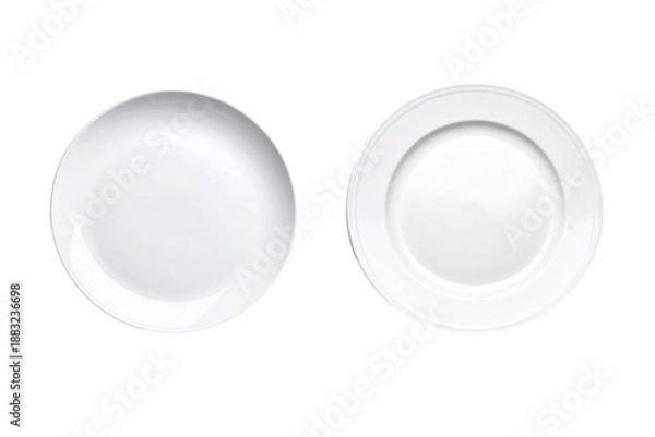 Obraz Empty white ceramic round plate isolated on white background. top view.