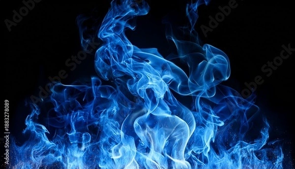Obraz Blue Fire On A Black Background