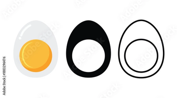 Obraz Boiled egg flat vector icon design isolated on a white background. Egg symbol