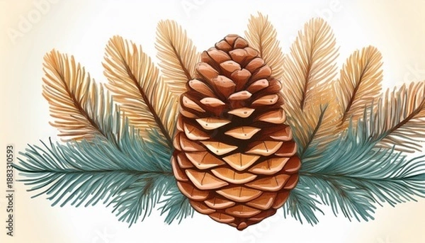 Obraz watercolor pinecone on white background
