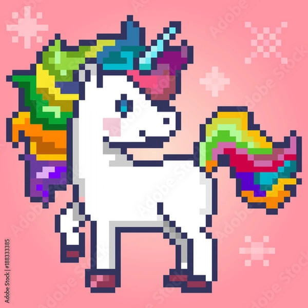 Fototapeta the magic unicorn, pixelart