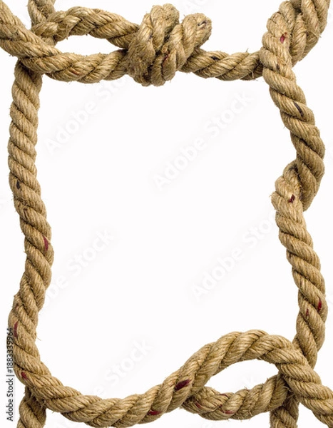 Obraz Rustic Knotted Rope Frame on White