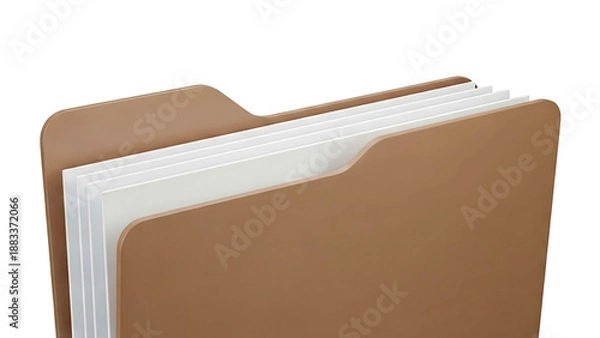 Obraz Brown file folder with white paper inserts