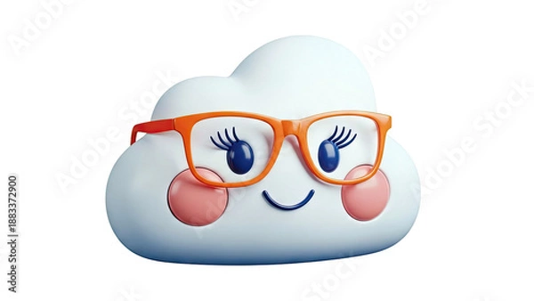 Obraz Cute Cloud Character with Glasses