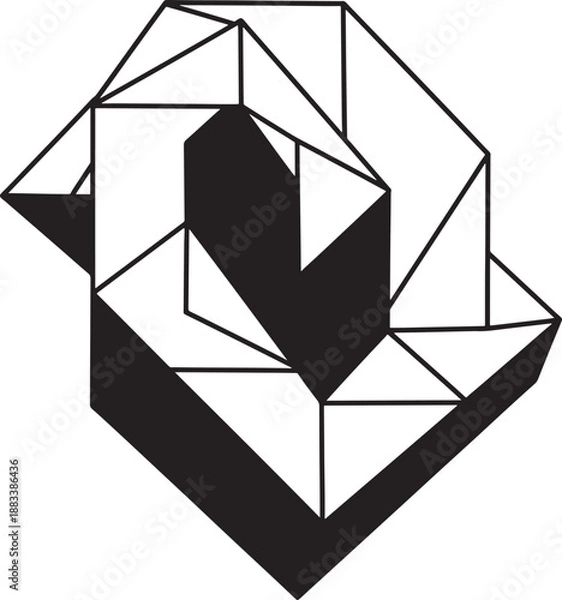 Obraz Geometric 3d shape with multiple facets and angles