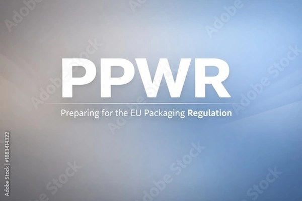 Fototapeta PPWR Text with EU Packaging Regulation Message on Gradient Background