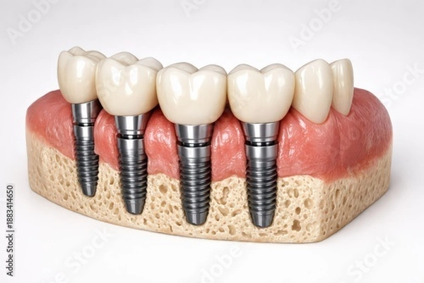 Obraz Full Dental Arch with Multiple Implants in Cross-Section Model