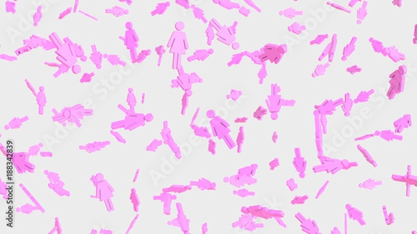 Obraz Numerous floating Pink Woman Symbols on a Simple Light Background