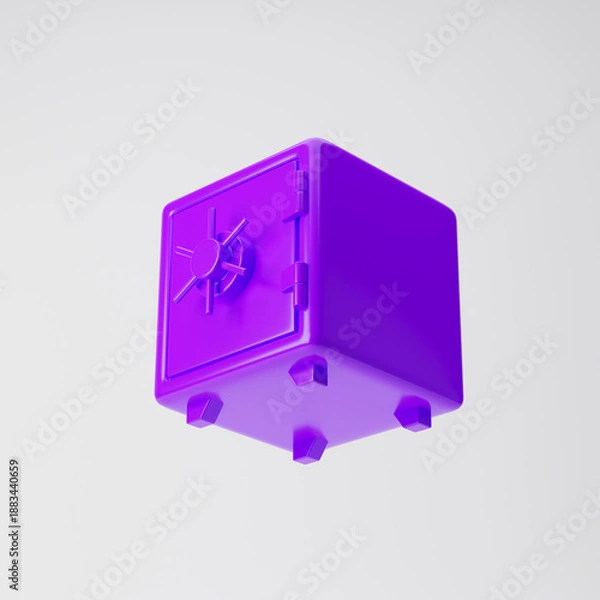 Obraz Safe box icon isolated over white background. 3D rendering.