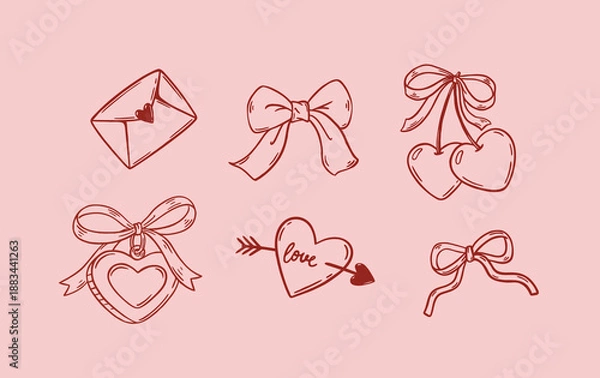 Obraz Romantic  stuff  vector doodle set 