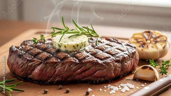 Obraz grilled beef steak with potatoes