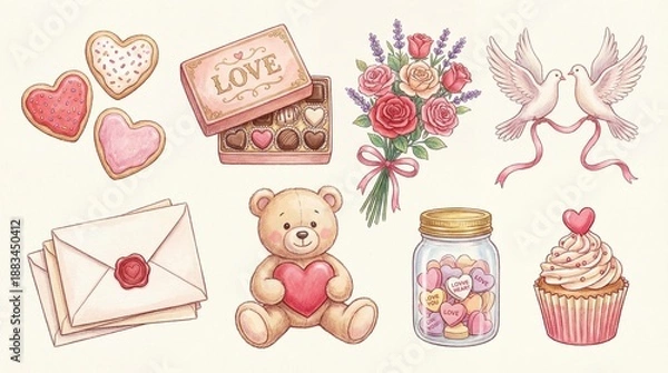 Obraz set of love elements