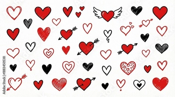 Obraz red hearts on white