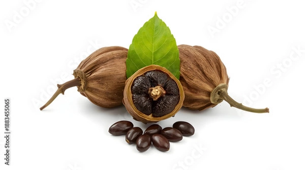 Fototapeta nutmeg and leaf