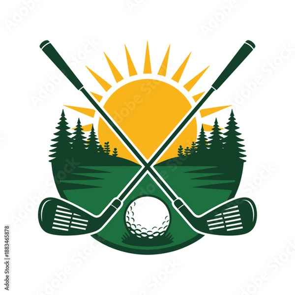 Obraz Golf sunset landscape illustration