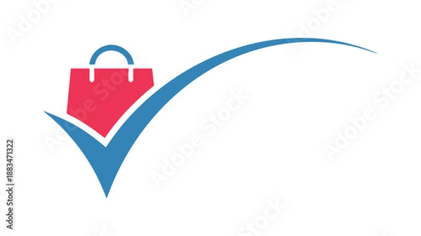 Obraz Shopping bag with checkmark icon