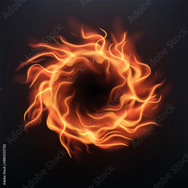 Fototapeta Abstract Fire Ring Light with Dark Background, Vector Illustration