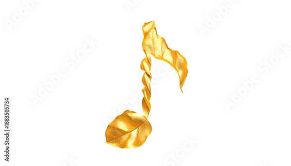 Fototapeta A golden eighth note on transparent background