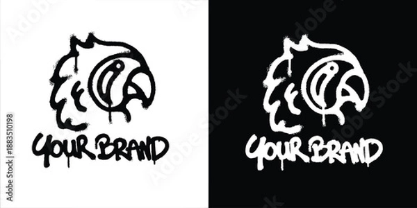 Obraz Graffiti Parrot Bird logo vector design