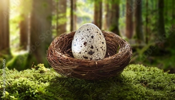Obraz Speckled Egg In Forest Nest