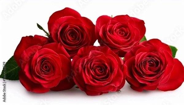 Obraz Five Red Roses Isolated On White Background