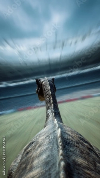 Obraz fast moving dinosaur at the stadium