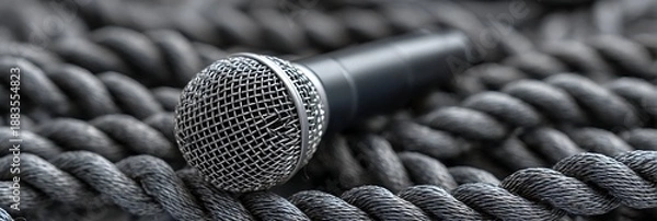 Obraz microphone on black background