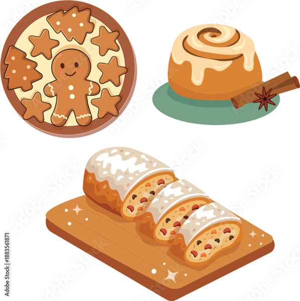 Fototapeta Winter Bakery Vector Set