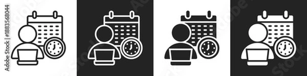 Obraz Scheduling Line And Solid Icon In White And Black Background