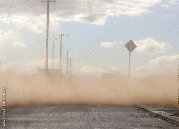 Obraz 群馬名物の赤城おろし　からっ風の砂埃