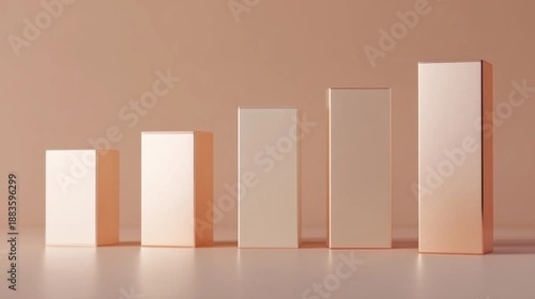 Obraz Minimalist beige gradient bar chart concept for data visualization and design