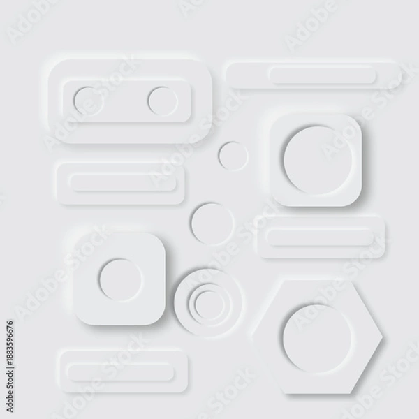 Obraz neumorphism White Shapes Design