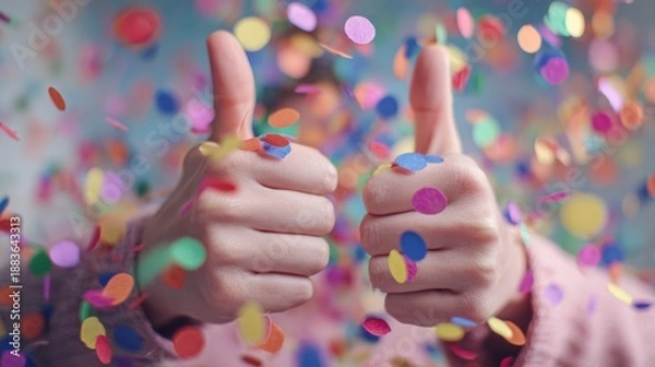 Obraz hands with thumbs up celebrating