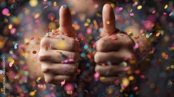 Obraz hands with thumbs up celebrating