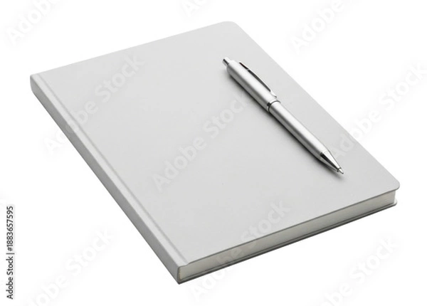 Obraz White Notebook with Pen Isolated on Transparent Background