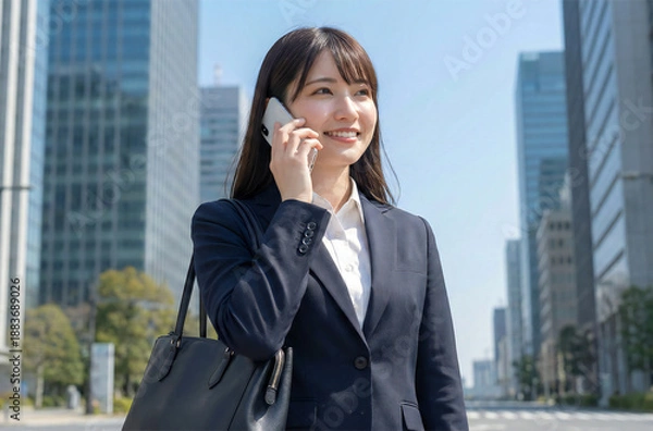 Obraz 都会で働く若いビジネスウーマン