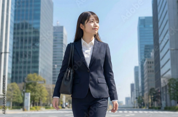 Obraz 都会で働く若いビジネスウーマン