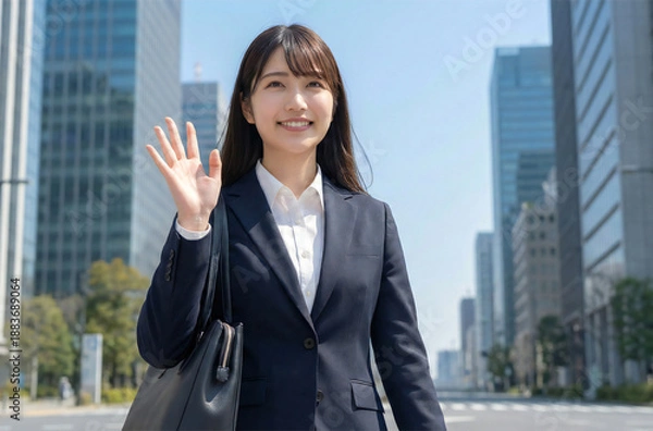 Obraz 都会で働く若いビジネスウーマン