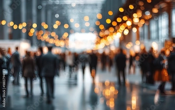 Obraz Blurred crowd in indoor event space