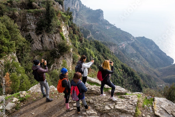 Fototapeta Sentiero degli Dei (Italy) - Trekking route from Agerola to Nocelle in Amalfi coast, called "The Path of the Gods" in Campania, Italy