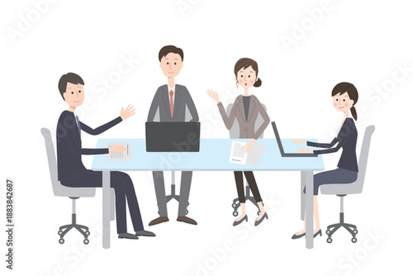 Fototapeta オフィスで会議をしている会社員たち